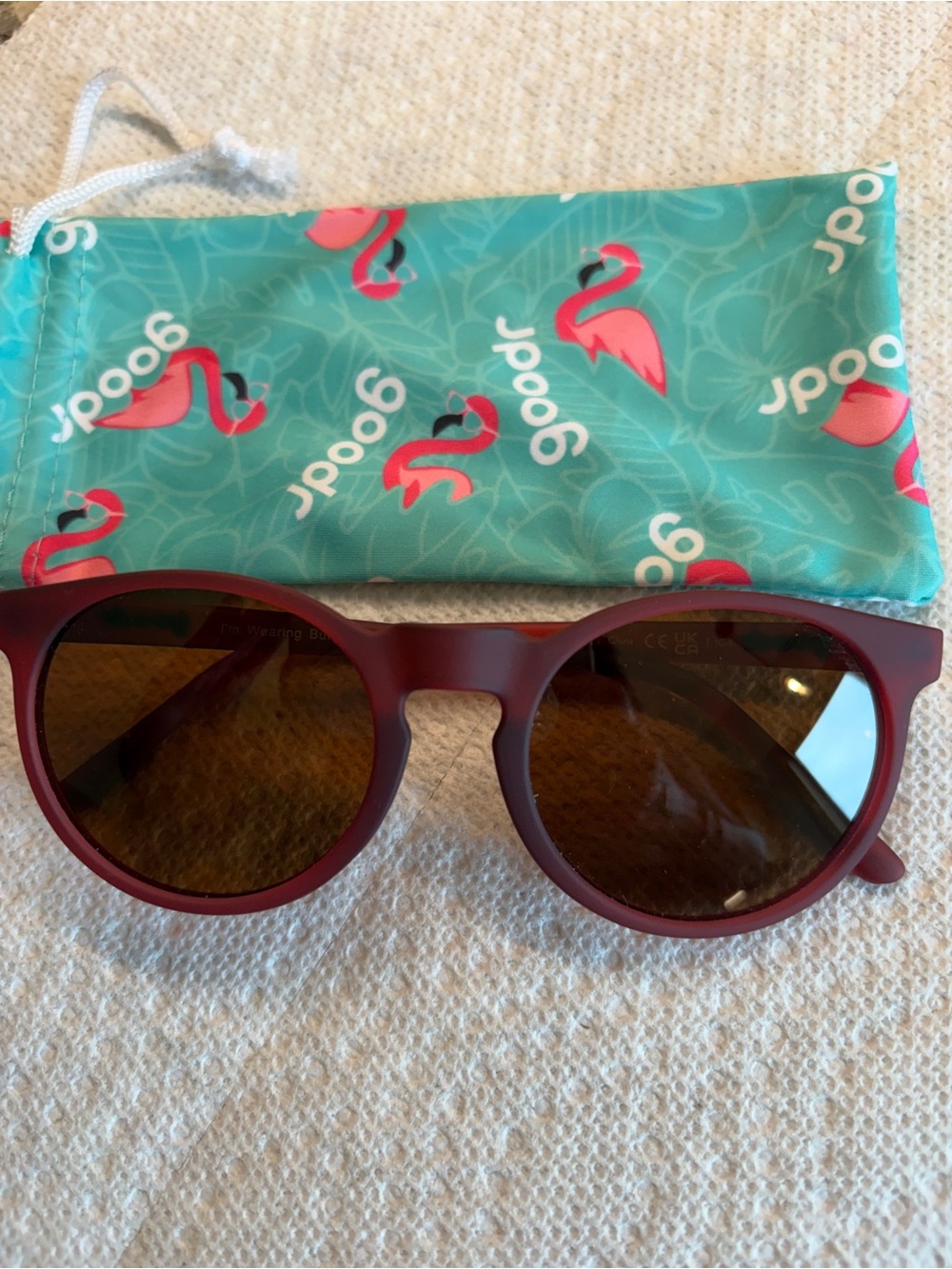 Women's Burgundy Round Sunglasses with Brown Lenses